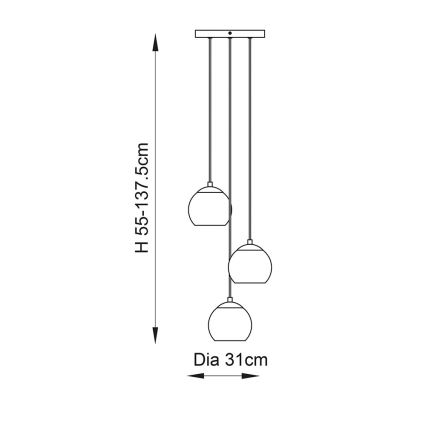 Endon 91971 - Karājoša lustra uz troses DIMPLE 3xE14/25W/230V zeltaina/dūmakaina bēša
