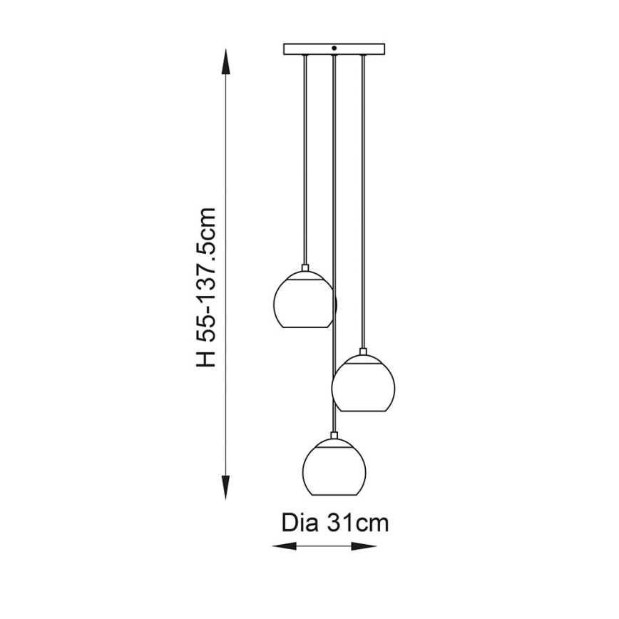 Endon 91971 - Karājoša lustra uz troses DIMPLE 3xE14/25W/230V zeltaina/dūmakaina bēša