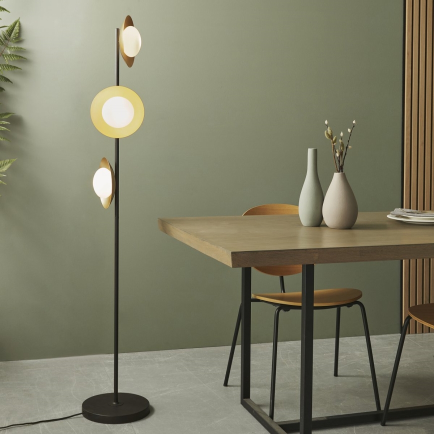Endon 92039 - Grīdas stāvlampa RUFFLE 3xG9/3W/230V melna/zelta