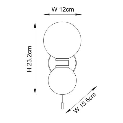Endon 93523 - Vannas istabas sienas gaismeklis PULSA 2xG9/3W/230V IP44 melns/balts