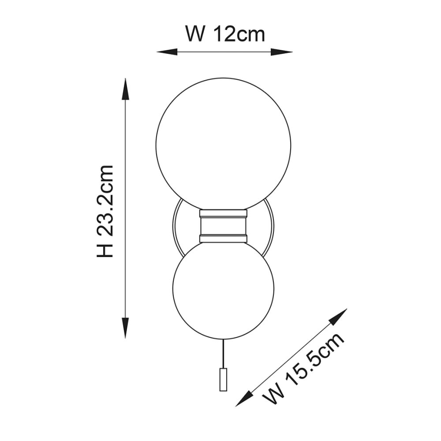 Endon 93523 - Vannas istabas sienas gaismeklis PULSA 2xG9/3W/230V IP44 melns