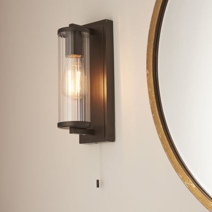 Endon 94077 - Vannas istabas sienas lampa TAYLOR 1xE27/10W/230V IP44 brūna
