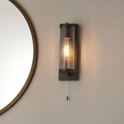 Endon 94077 - Vannas istabas sienas lampa TAYLOR 1xE27/10W/230V IP44 brūna