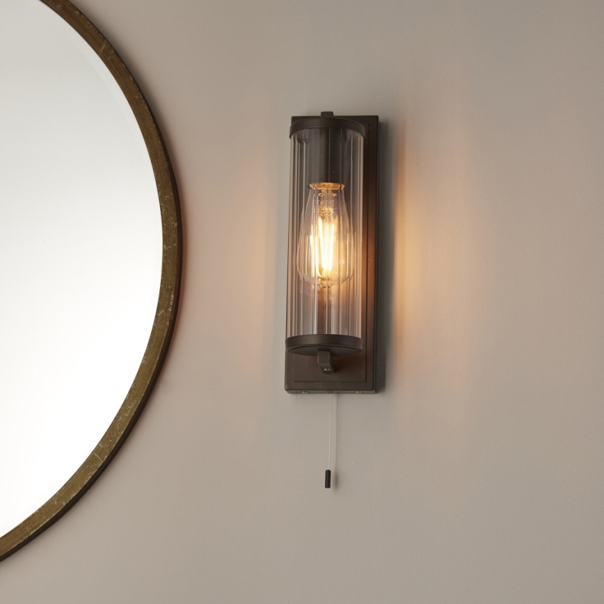 Endon 94077 - Vannas istabas sienas lampa TAYLOR 1xE27/10W/230V IP44 brūna