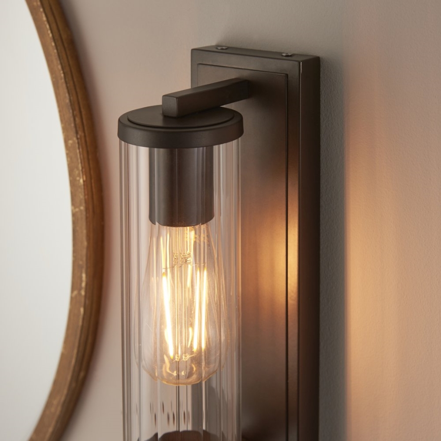 Endon 94077 - Vannas istabas sienas lampa TAYLOR 1xE27/10W/230V IP44 brūna