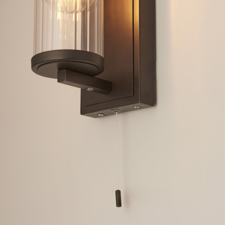 Endon 94077 - Vannas istabas sienas lampa TAYLOR 1xE27/10W/230V IP44 brūna