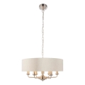 Endon 94357 - Lustra uz ķēdes HIGHCLERE 6xE14/40W/230V Ø 55 cm bēšs/matēts hroms