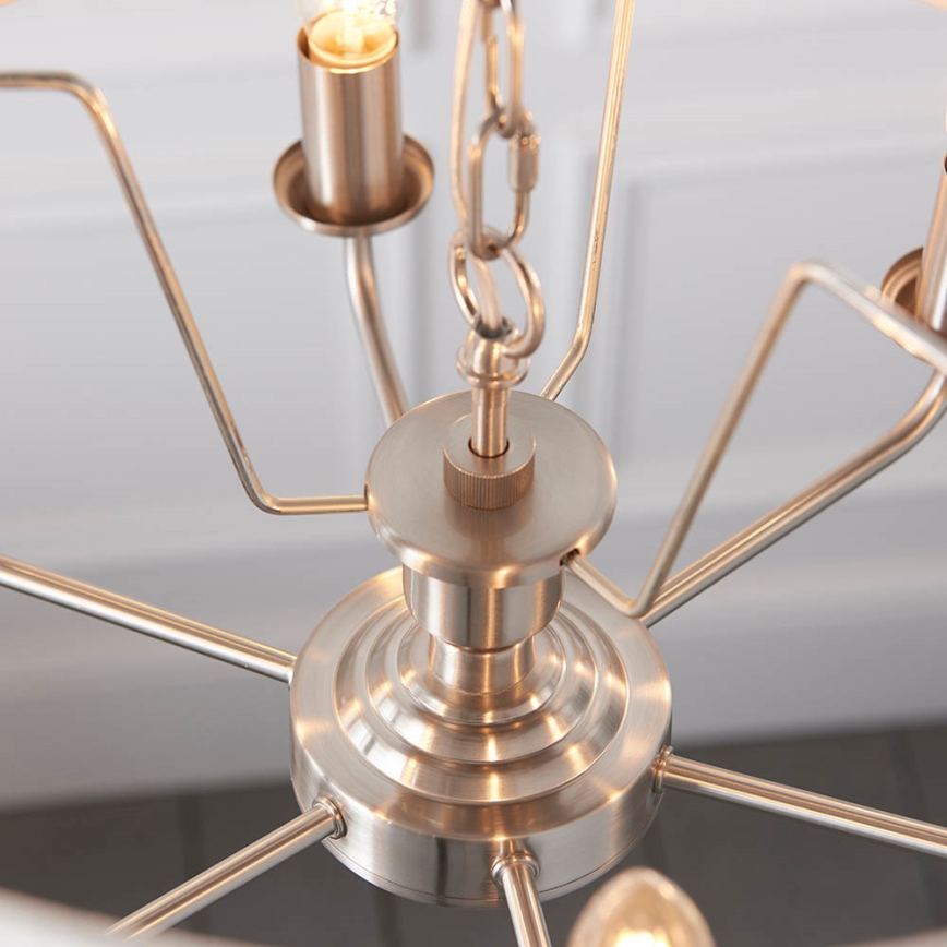 Endon 94357 - Lustra uz ķēdes HIGHCLERE 6xE14/40W/230V Ø 55 cm bēšs/matēts hroms