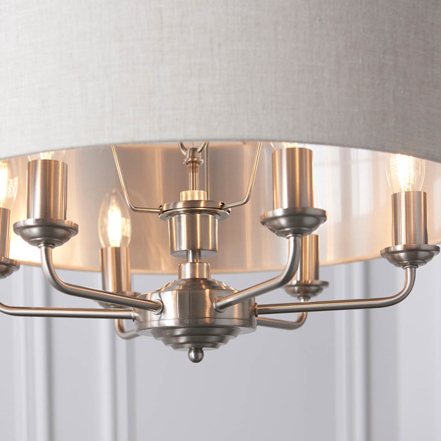 Endon 94357 - Lustra uz ķēdes HIGHCLERE 6xE14/40W/230V Ø 55 cm bēšs/matēts hroms