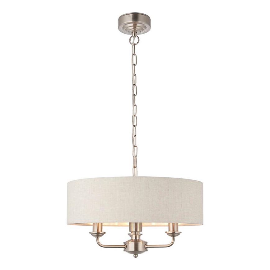 Endon 94361 - Lustra ar ķēdi HIGHCLERE 3xE14/40W/230V bēša/matēts hroms