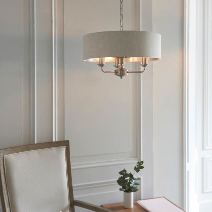 Endon 94361 - Lustra ar ķēdi HIGHCLERE 3xE14/40W/230V bēša/matēts hroms