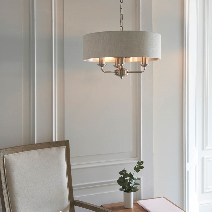 Endon 94361 - Lustra ar ķēdi HIGHCLERE 3xE14/40W/230V bēša/matēts hroms