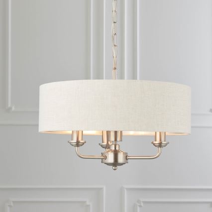 Endon 94361 - Lustra ar ķēdi HIGHCLERE 3xE14/40W/230V bēša/matēts hroms