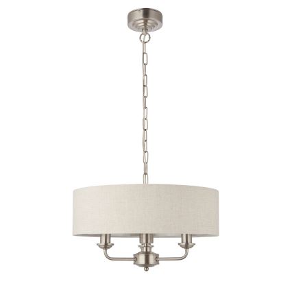 Endon 94361 - Lustra ar ķēdi HIGHCLERE 3xE14/40W/230V bēša/matēts hroms