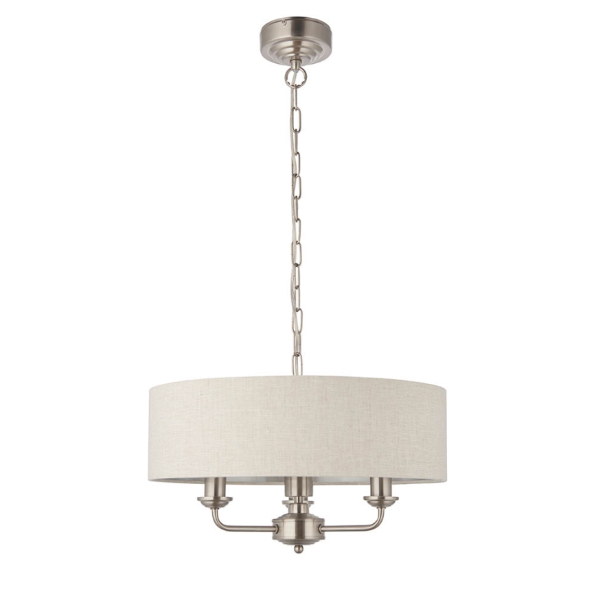 Endon 94361 - Lustra ar ķēdi HIGHCLERE 3xE14/40W/230V bēša/matēts hroms