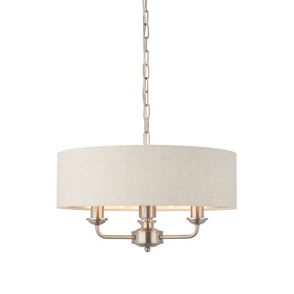 Endon 94361 - Lustra ar ķēdi HIGHCLERE 3xE14/40W/230V bēša/matēts hroms
