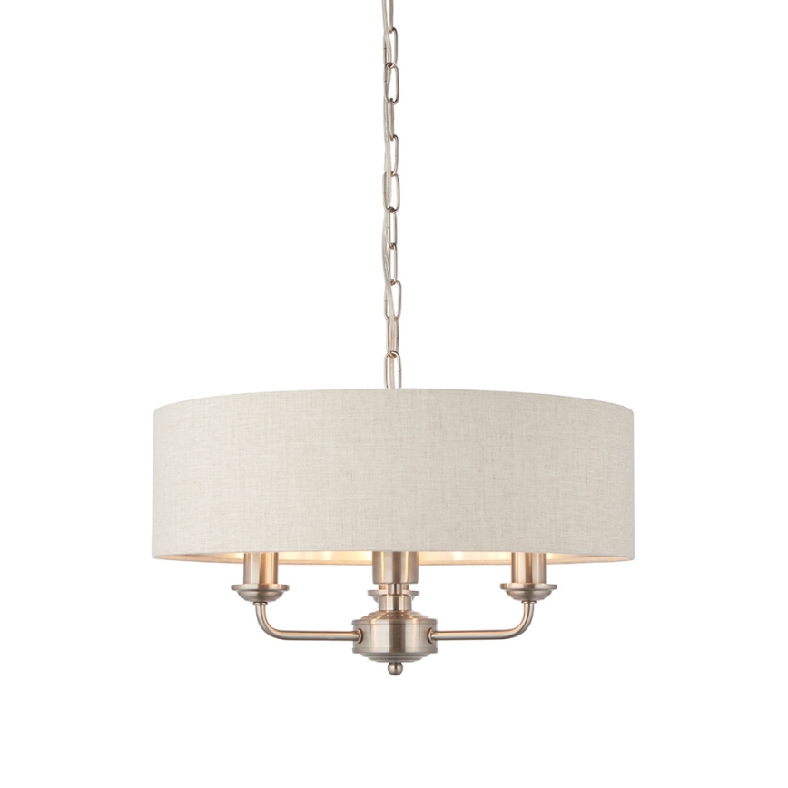 Endon 94361 - Lustra ar ķēdi HIGHCLERE 3xE14/40W/230V bēša/matēts hroms