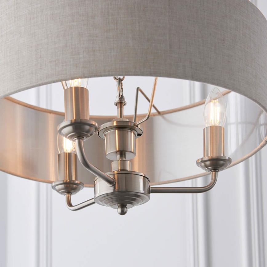Endon 94361 - Lustra ar ķēdi HIGHCLERE 3xE14/40W/230V bēša/matēts hroms