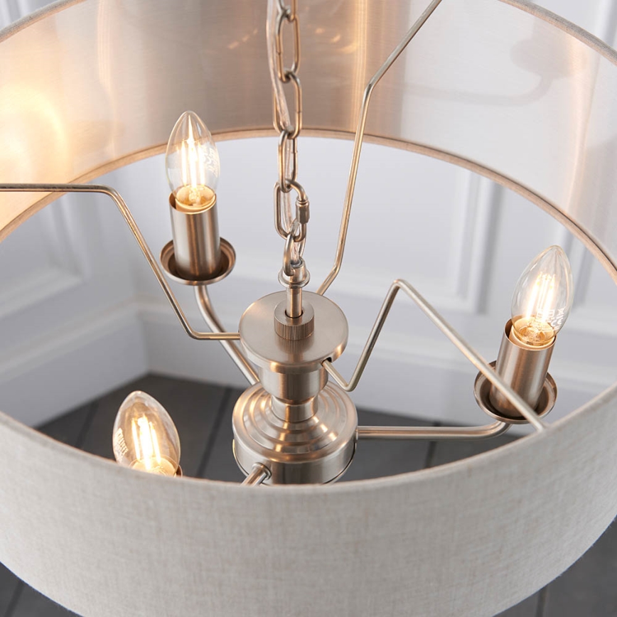 Endon 94361 - Lustra ar ķēdi HIGHCLERE 3xE14/40W/230V bēša/matēts hroms