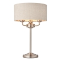 Endon 94369 - Galda lampa HIGHCLERE 3xE14/18W/230V bēša/matēts hroms d. 32 cm