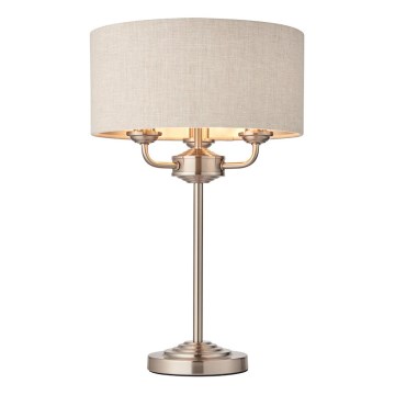 Endon 94369 - Galda lampa HIGHCLERE 3xE14/18W/230V bēša/matēts hroms