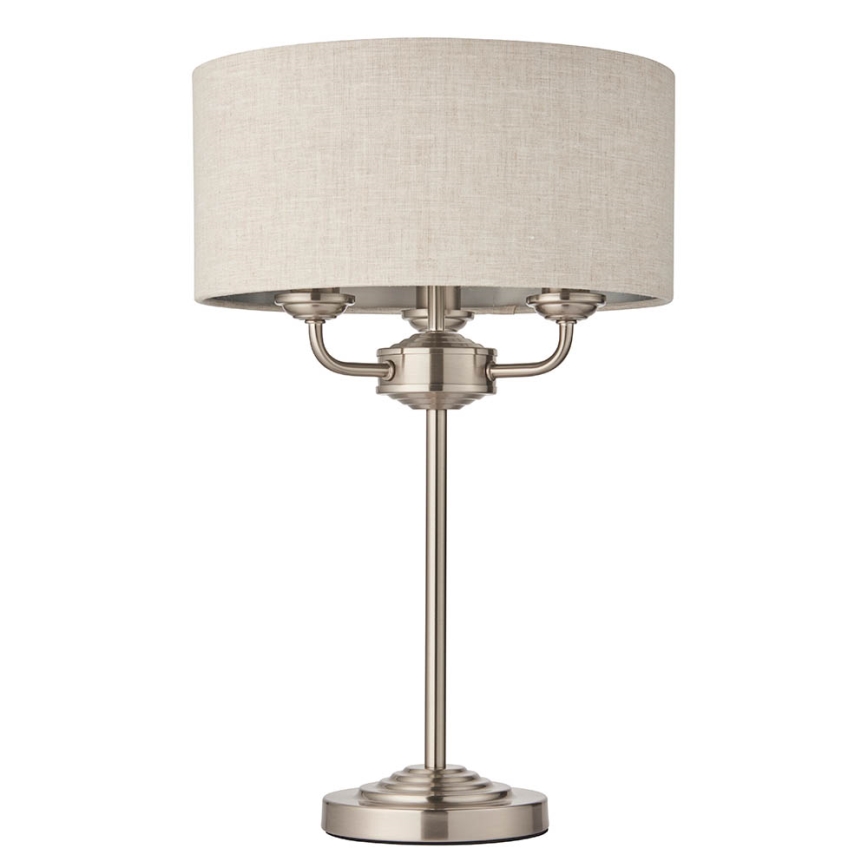 Endon 94369 - Galda lampa HIGHCLERE 3xE14/18W/230V bēša/matēts hroms