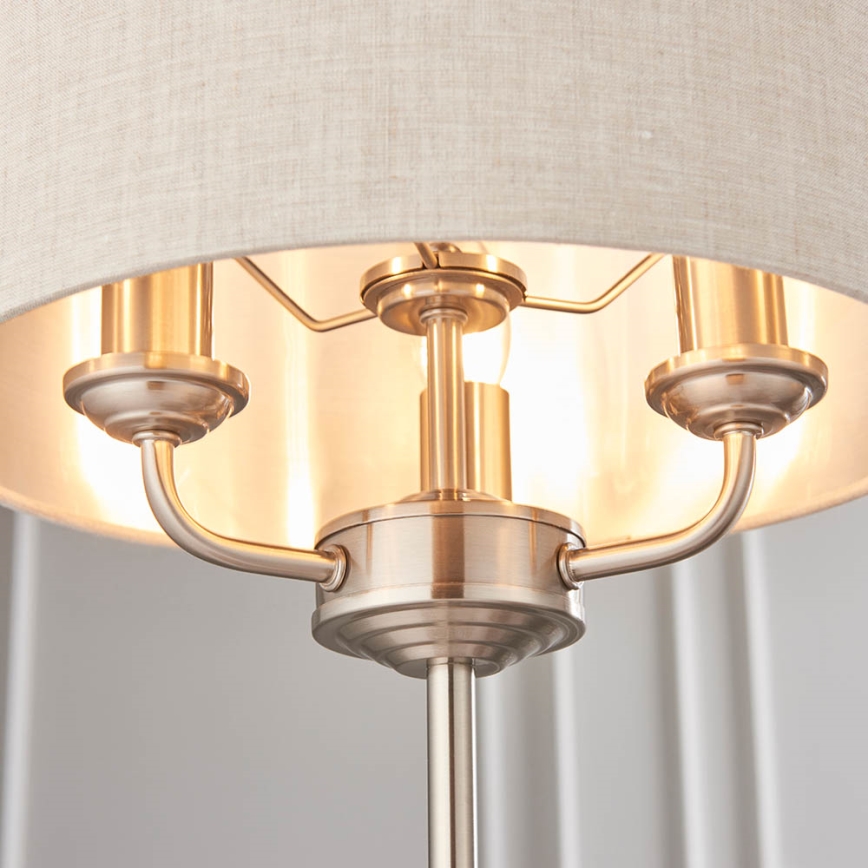 Endon 94369 - Galda lampa HIGHCLERE 3xE14/18W/230V bēša/matēts hroms