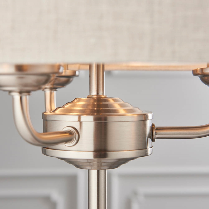 Endon 94369 - Galda lampa HIGHCLERE 3xE14/18W/230V bēša/matēts hroms