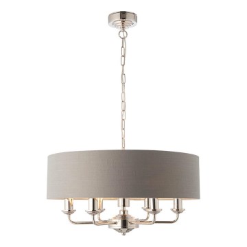 Endon 94373 - Lustra ar ķēdi HIGHCLERE 6xE14/40W/230V pelēka/spīdīgi hromēts