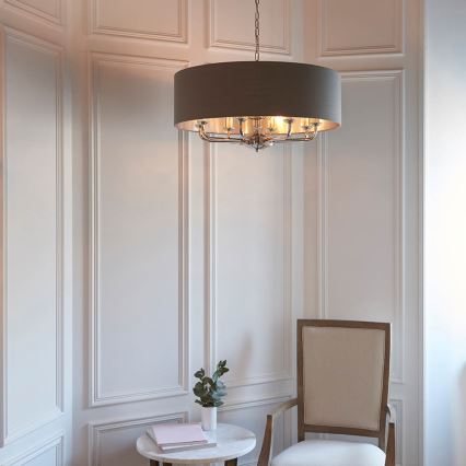 Endon 94373 - Lustra ar ķēdi HIGHCLERE 6xE14/40W/230V pelēka/spīdīgi hromēts