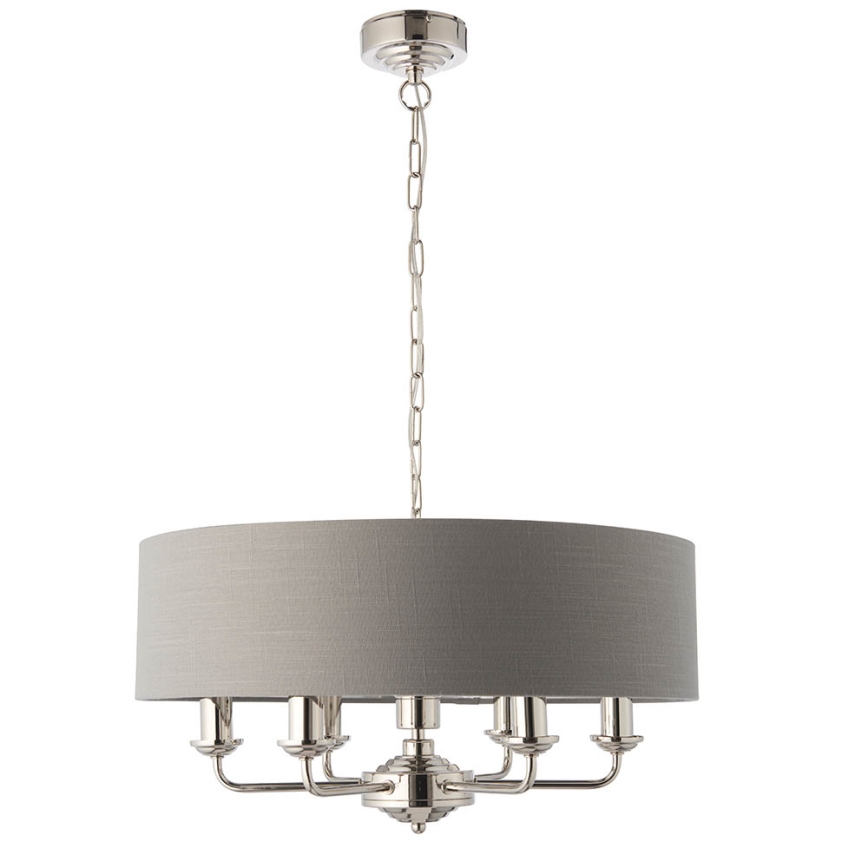 Endon 94373 - Lustra ar ķēdi HIGHCLERE 6xE14/40W/230V pelēka/spīdīgi hromēts