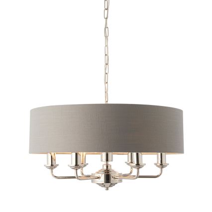 Endon 94373 - Lustra ar ķēdi HIGHCLERE 6xE14/40W/230V pelēka/spīdīgi hromēts