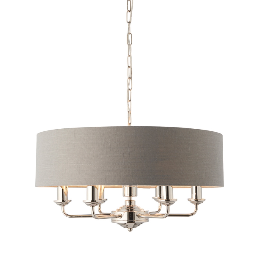 Endon 94373 - Lustra ar ķēdi HIGHCLERE 6xE14/40W/230V pelēka/spīdīgi hromēts