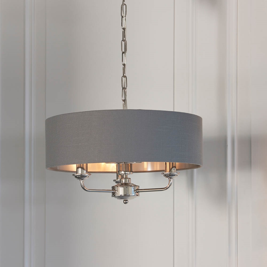 Endon 94377 - Lustra ar ķēdi HIGHCLERE 3xE14/40W/230V pelēka/spīdīgi hromēts