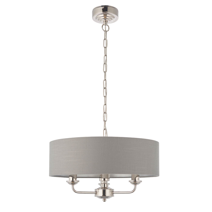 Endon 94377 - Lustra ar ķēdi HIGHCLERE 3xE14/40W/230V pelēka/spīdīgi hromēts