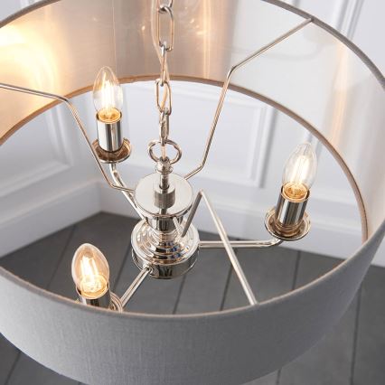 Endon 94377 - Lustra ar ķēdi HIGHCLERE 3xE14/40W/230V pelēka/spīdīgi hromēts