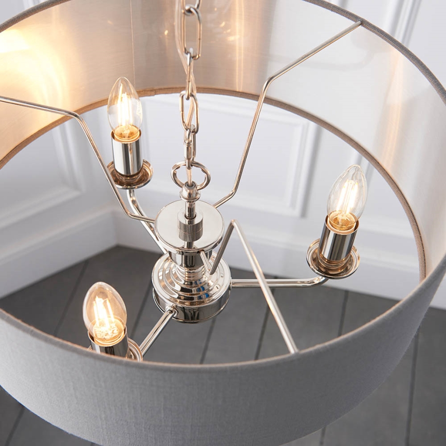Endon 94377 - Lustra ar ķēdi HIGHCLERE 3xE14/40W/230V pelēka/spīdīgi hromēts
