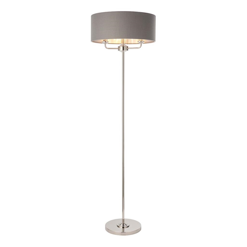 Endon 94378 - Grīdas stāvlampa HIGHCLERE 1xE14/40W/230V pelēka/spīdīgi hromēts d. 47 cm