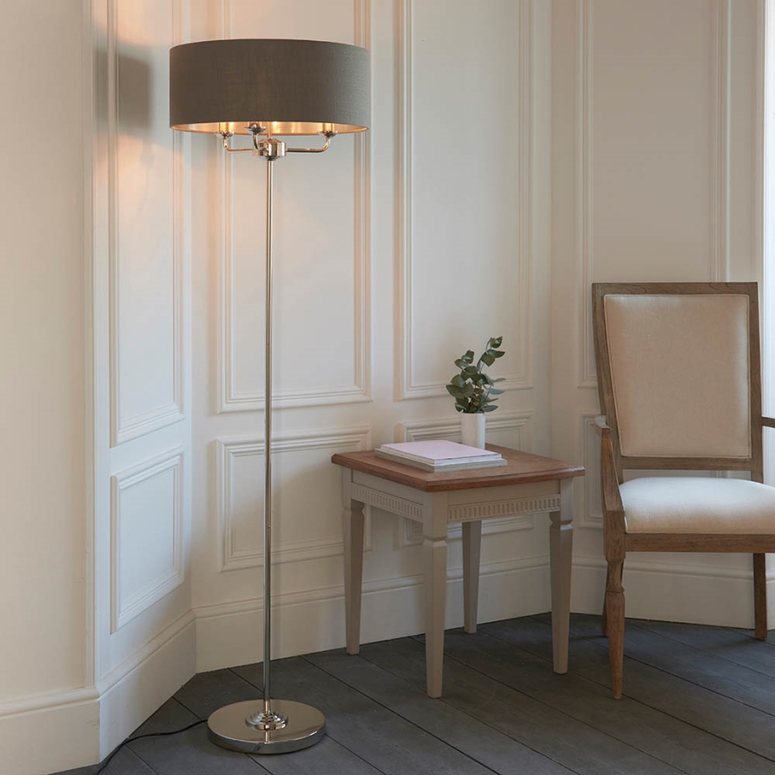 Endon 94378 - Grīdas stāvlampa HIGHCLERE 1xE14/40W/230V pelēka/spīdīgi hromēts