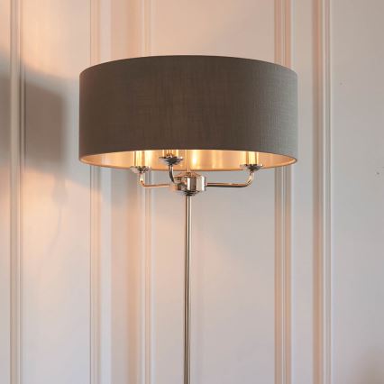 Endon 94378 - Grīdas stāvlampa HIGHCLERE 1xE14/40W/230V pelēka/spīdīgi hromēts