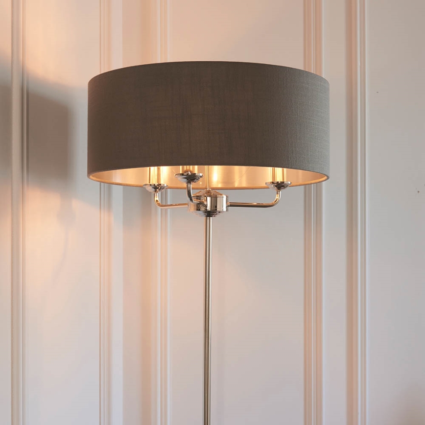 Endon 94378 - Grīdas stāvlampa HIGHCLERE 1xE14/40W/230V pelēka/spīdīgi hromēts