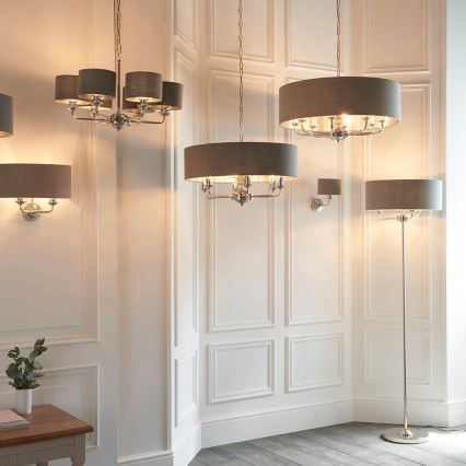 Endon 94378 - Grīdas stāvlampa HIGHCLERE 1xE14/40W/230V pelēka/spīdīgi hromēts