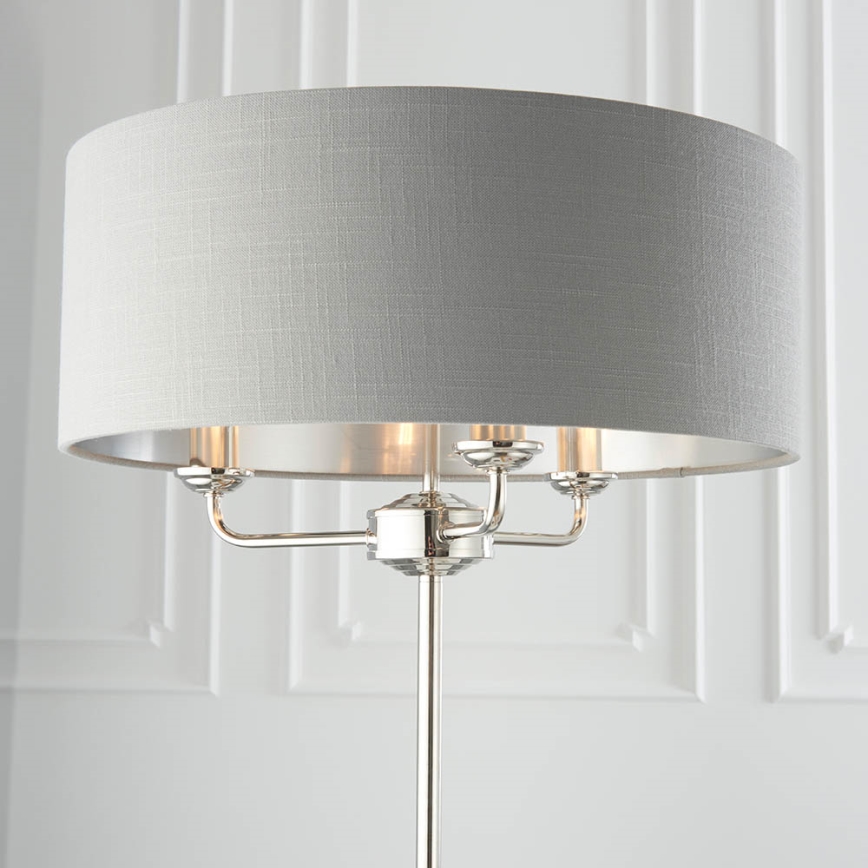 Endon 94378 - Grīdas stāvlampa HIGHCLERE 1xE14/40W/230V pelēka/spīdīgi hromēts