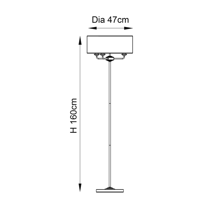 Endon 94378 - Grīdas stāvlampa HIGHCLERE 1xE14/40W/230V pelēka/spīdīgi hromēts