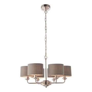Endon 94381 - Lustra ar ķēdi HIGHCLERE 6xE14/28W/230V pelēka/spīdīgi hromēts