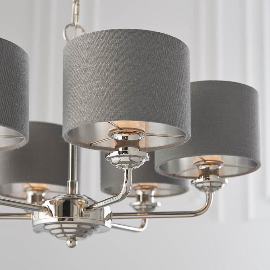 Endon 94381 - Lustra ar ķēdi HIGHCLERE 6xE14/28W/230V pelēka/spīdīgi hromēts