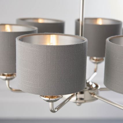 Endon 94381 - Lustra ar ķēdi HIGHCLERE 6xE14/28W/230V pelēka/spīdīgi hromēts