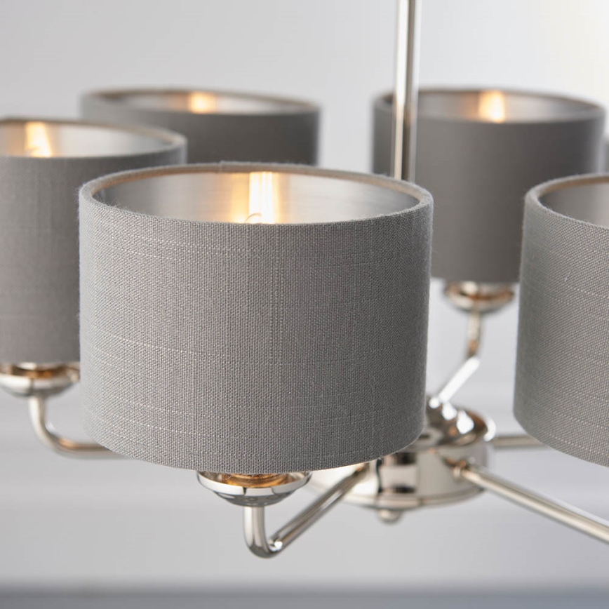 Endon 94381 - Lustra ar ķēdi HIGHCLERE 6xE14/28W/230V pelēka/spīdīgi hromēts