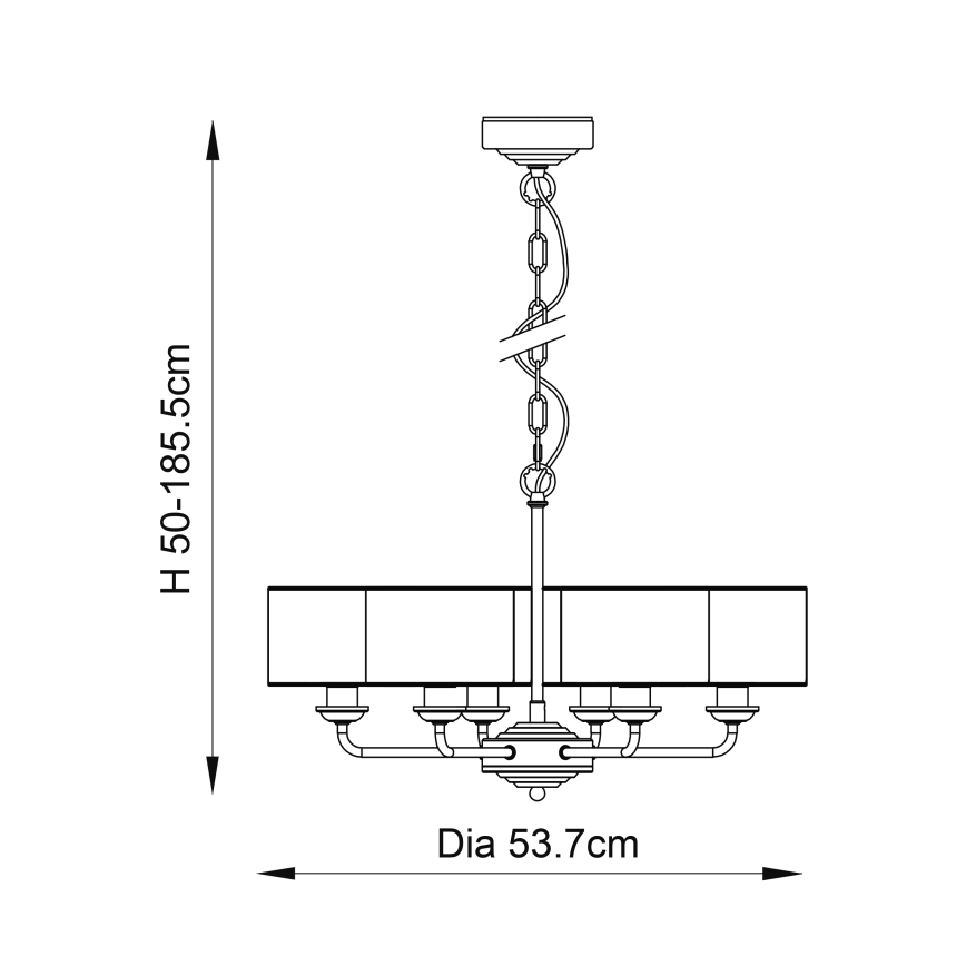 Endon 94381 - Lustra ar ķēdi HIGHCLERE 6xE14/28W/230V pelēka/spīdīgi hromēts
