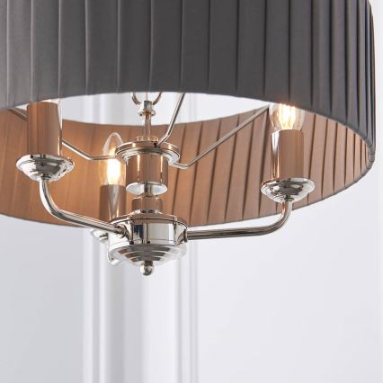 Endon 94394 - Lustra ar ķēdi HIGHCLERE 3xE14/40W/230V tumši pelēka/spīdīgi hromēts